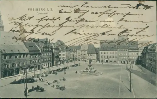 Ansichtskarte Freiberg (Sachsen) Obermarkt 1907