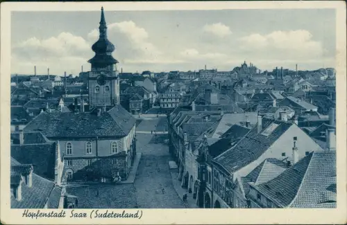 Postcard Saaz (Eger) Žatec Straßenpartie 1940