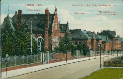 Kamenz Kamjenc Kaserne d. 13. Kgl. Sächs. Inf.-Regt. No. 178 1916  Feldpost