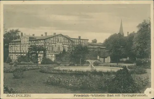 Bad Polzin Połczyn Zdrój Friedrich-Wilhelm-Bad mit Springbrunnen 1928