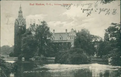 Ansichtskarte Bad Muskau Schloß Südseite 1914