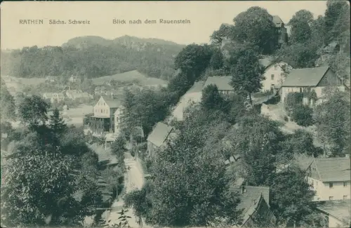 Ansichtskarte Rathen Straßenpartie - Blick nach dem Rauenstein 1919
