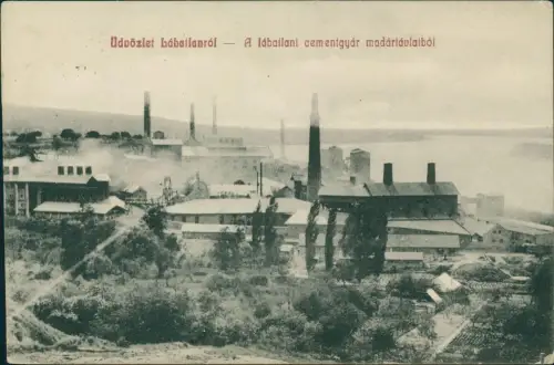 Postcard Lábatlan Magyar A lábatlani cementgyár madártáblatból 1916