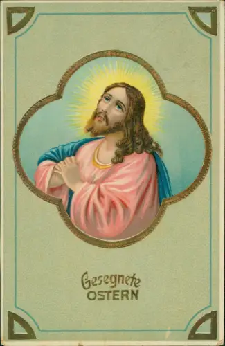 Ansichtskarte  Ostern Easter Jesus Gold-Ornament 1915 Goldprägung