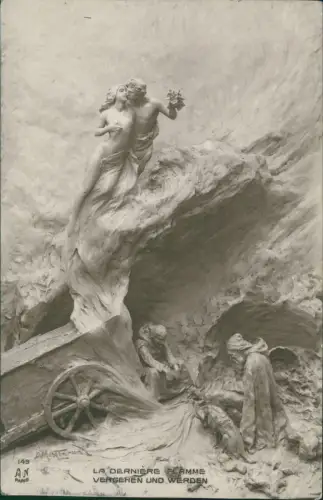 Ansichtskarte  Künstlerkarte LA DERNIERE lebendiger Marmor Erotik 1913