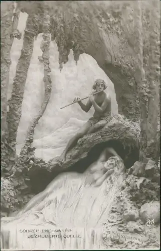 Ansichtskarte  Künstlerkarte lebendiger Marmor Erotik Bezauberte Quelle 1913