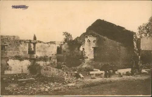 CPA Harville Ortsansicht 1. Weltkrieg 1917   Feldpost gelaufen (Feldpoststempel)