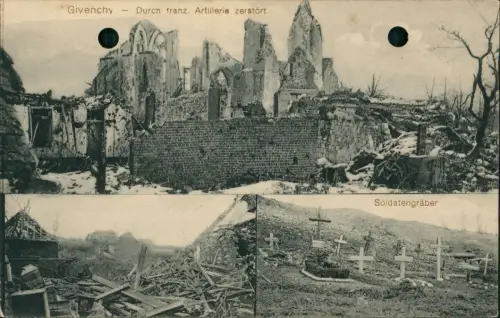 Ansichtskarte  Feldpostkarte 1. WK aus Givenchy 1916 Feldpoststempel