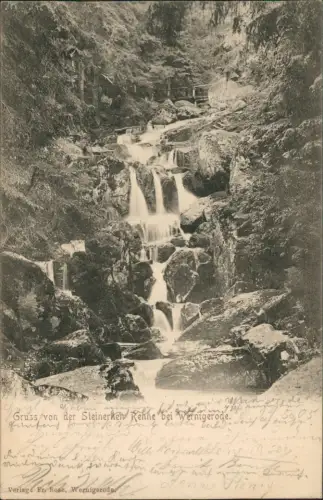 Ansichtskarte Wernigerode Wasserfall 1905 Bahnpoststempel Zug 3 ab Nordhausen
