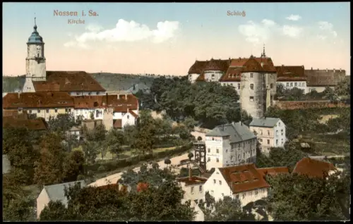 Ansichtskarte Nossen Kirche Schloß 1915