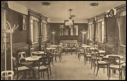 Ansichtskarte Leisnig Café Meissner - Gastraum 1915