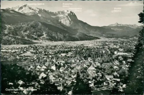 Garmisch-Partenkirchen Bergpanorama Stadt Gipfelbeschreibung 1950