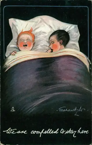 Ansichtskarte  Scherzkarte We are compelled to stay here Kinder 1906