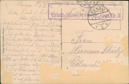 Ansichtskarte Hanau Altstädter Rathaus 1916   1. Weltkrieg Feldpost