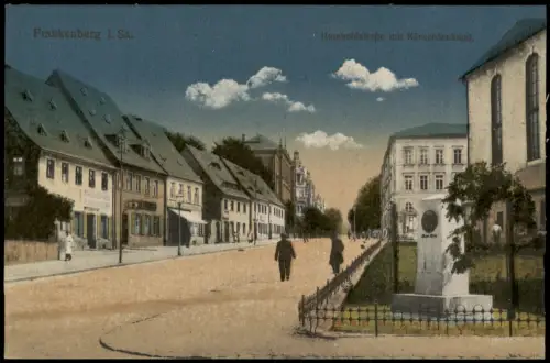 Ansichtskarte Frankenberg (Sachsen) Humboldstraße mit Körnerdenkmal. 1915