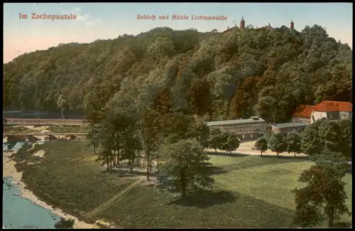 Ansichtskarte Lichtenwalde-Niederwiesa Schloß und Mühle Lichtenwalde. 1915