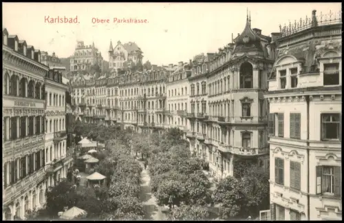 Postcard Karlsbad Karlovy Vary Obere Parkstrasse. 1909