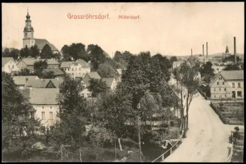 Ansichtskarte Großröhrsdorf Mitteldorf Straßenpartie 1913