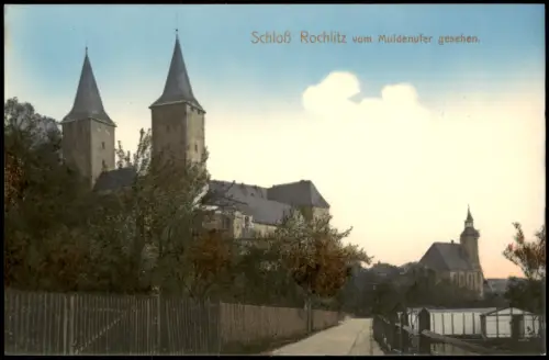 Ansichtskarte Rochlitz Schloß Rochlitz vom Muldenufer gesehen. coloriert 1908