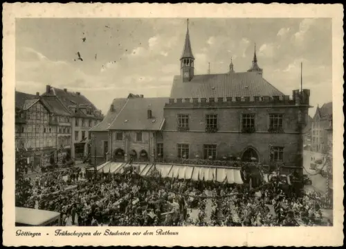 Ansichtskarte Göttingen Frühschoppen der Studenten vor dem Rathaus 1936