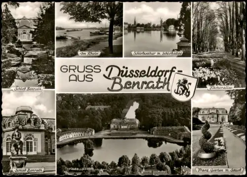 Benrath-Düsseldorf Mehrbild-AK u.a. Schloss Fächerallee uvm. 1965/1964