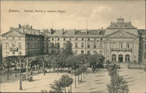 CPA Zabern Saverne Schloss 1915   1. WK Feldpost Bahnpoststempel Zug 492