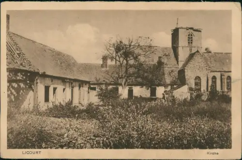 CPA Licourt Feldpostkarte KIRCHE 1917   1. Weltkrieg  Feldpoststempel