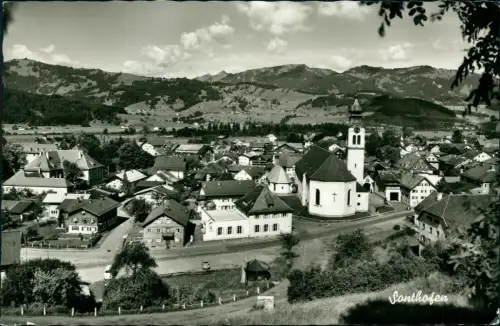 Ansichtskarte Sonthofen Stadtpartie mit Straße 1961