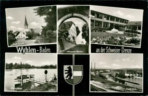 Ansichtskarte Grenzach-Wyhlen MB: Rheinfähre Kraftwerk 1965