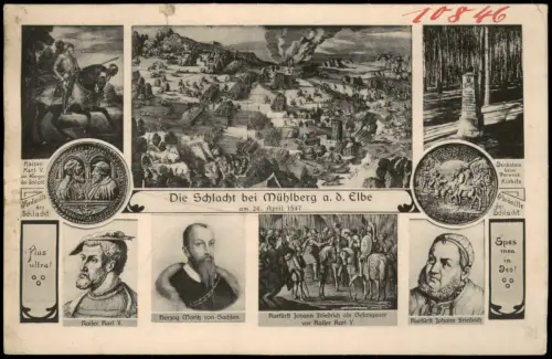 Mühlberg/Elbe Miłota Mehrbild - Die Schlacht 1547 1940