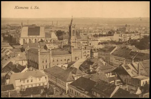 Ansichtskarte Kamenz Kamjenc Blick über die Stadt - Fabriken 1912 #