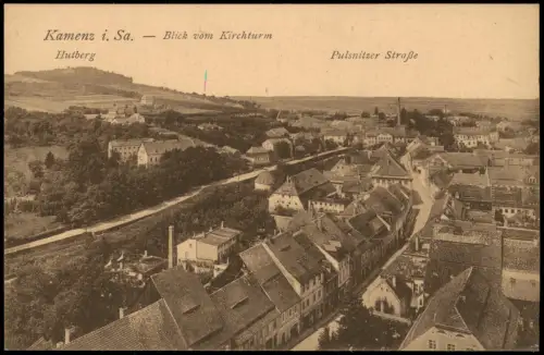 Ansichtskarte Kamenz Kamjenc Hutberg Pulsnitzer-Straße 1925