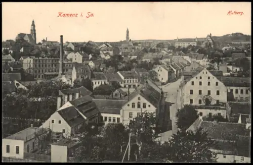 Kamenz Kamjenc Straßenblick - Totale Ansichtskarte Oberlausitz  1912