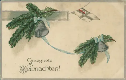 Weihnachten Christmas Patriotika Tannenzweige Reichsflagge 1918 Prägekarte