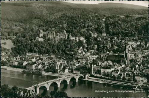 Ansichtskarte Heidelberg vom Philosophenweg gesehen 1956
