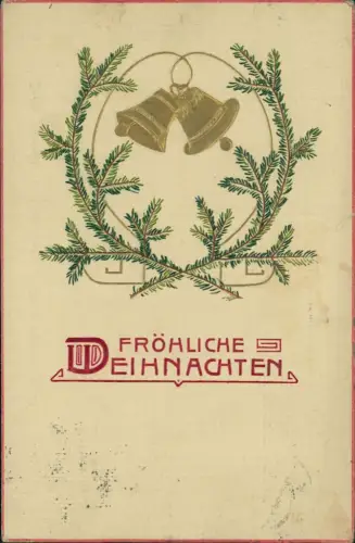 Weihnachten Christmas Ornamant aus Tannenzweigen Glücksklee 1907 Goldprägung