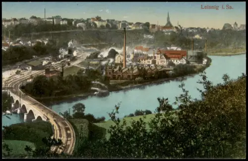 Ansichtskarte Leisnig Stadt Fabrik Bahnhof 1916