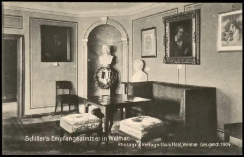 Ansichtskarte Weimar Schillerhaus Innenansicht Empfangszimmer Schiller 1910