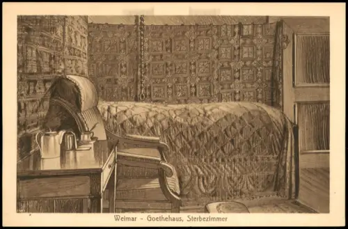 Ansichtskarte Weimar Goethehaus, Sterbezimmer 1910