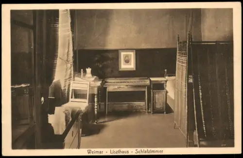 Ansichtskarte Weimar Innenansicht Liszthaus Schlafzimmer 1910
