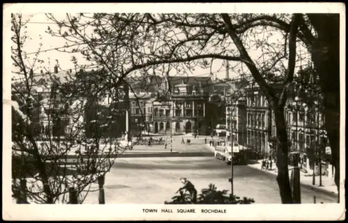Postcard Rockdale TOWN HALL SQUARE 1950