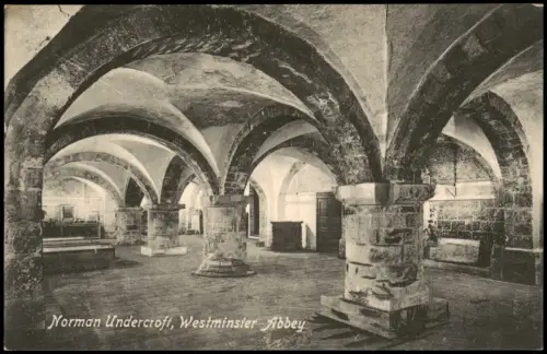 Postcard London Norman Undercroft Westminster Abbey 1910
