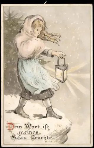 Künstlerkarte Kind: Dein Wort ist meines Fußes Leuchte (Psalm) 1916