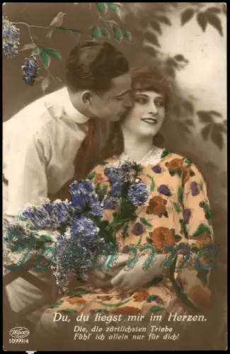 Ansichtskarte  Liebe Liebespaar (Weco Serienkarte) 1927 Bahnpoststempel