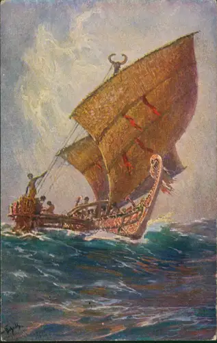 Ansichtskarte   Südsee Insel nach Prof. Hans Bohrdt 1915   Feldpost  Zeithain