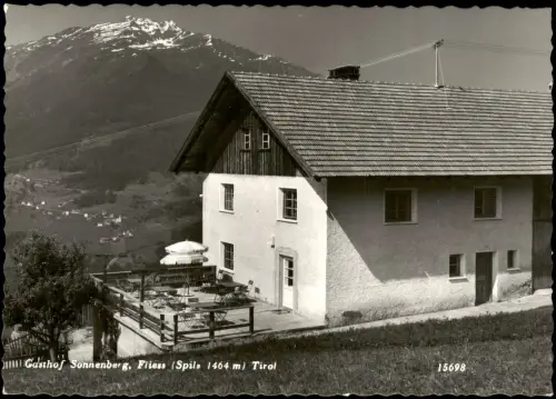 Ansichtskarte .Tirol Gasthof Sonnenberg, Fliess (Spils 1464 m) Tirol 1960