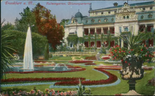 Frankfurt am Main Palmengarten, Blumenparterre, Wasserspiele 1910