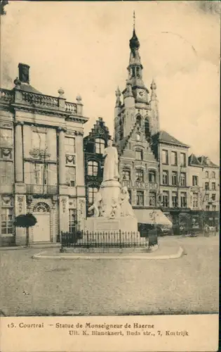 Postkaart Kortrijk Courtrai Marktplatz Drukkerij 1916