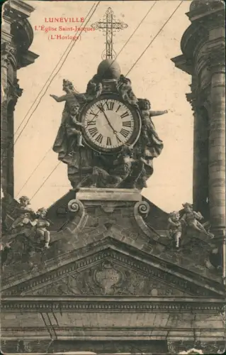 CPA Luneville Lunéville Église Saint-Jacques L'Horloge Uhr 1914  gel. Feldpost