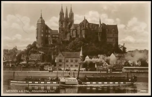 Ansichtskarte Meißen Schloss Albrechtsburg Dampfer Tetschen 1927